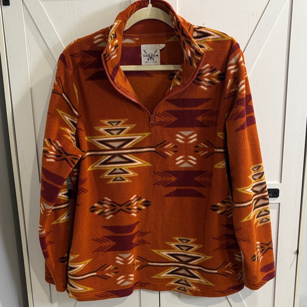 Cotton Rye by Outfitters Southwestern Half-Zip Fleece Pullover with pockets